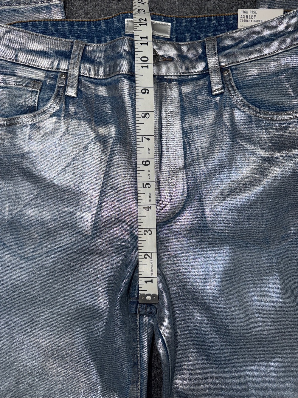 Kut from the Kloth Metallic Silver Ashley Barrel Jeans - Picture 8 of 14